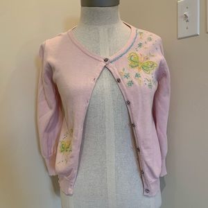 Free People Pink Embroidered Cottage Fairy Core Cardigan